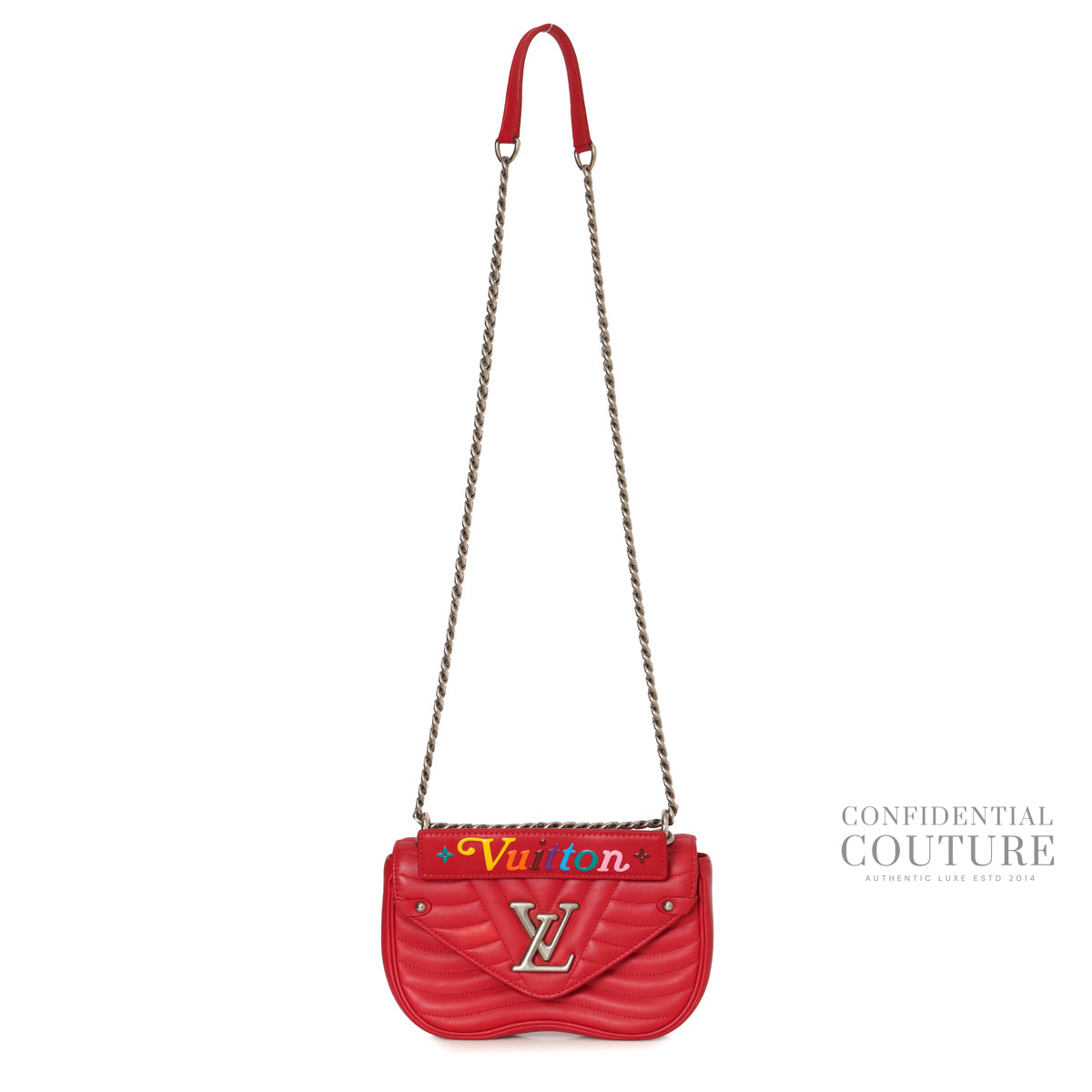 Red Quilted Leather New Wave Chain PM Bag