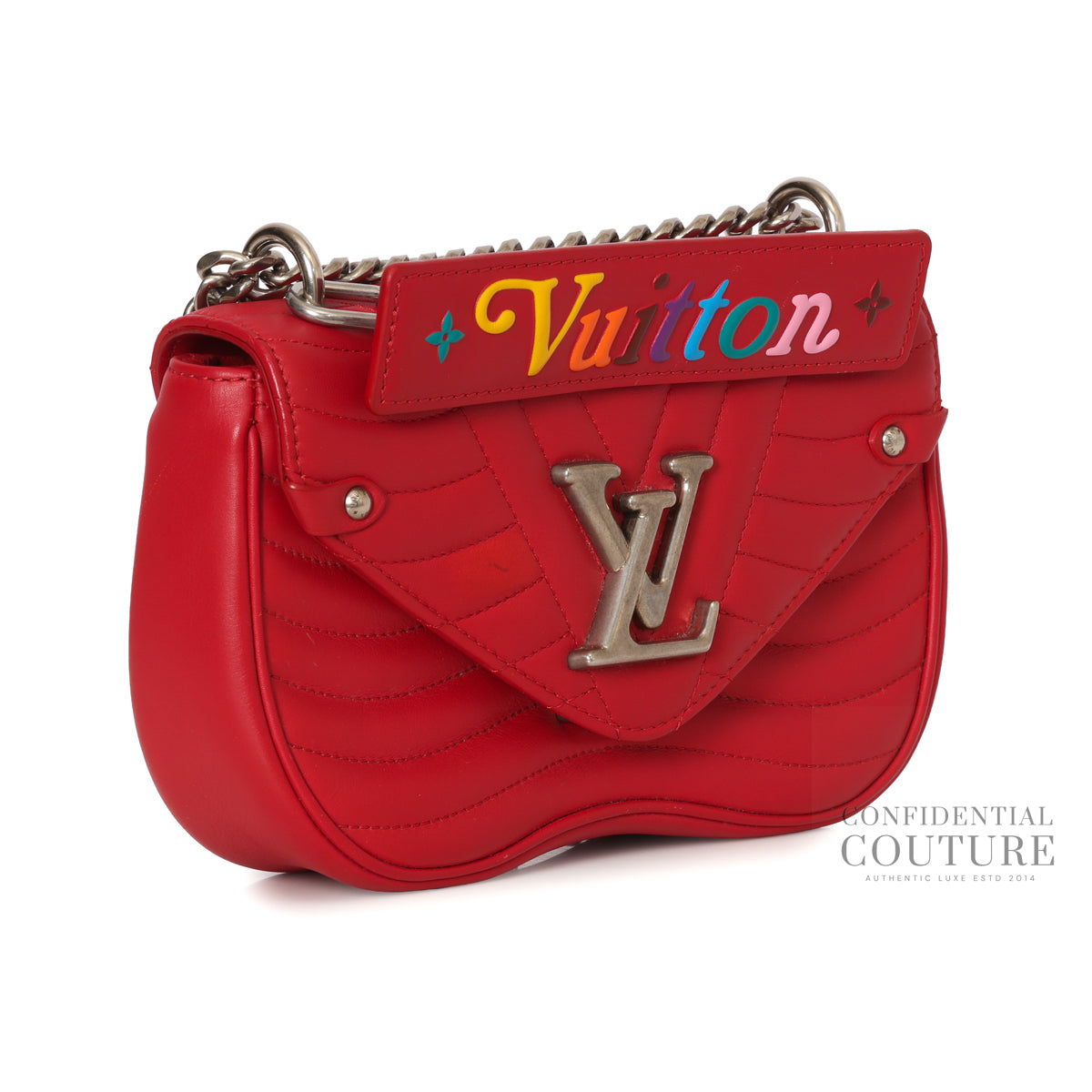 Red Quilted Leather New Wave Chain PM Bag