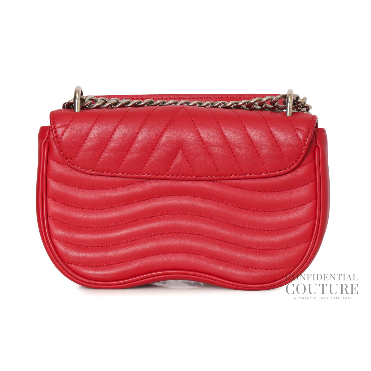Red Quilted Leather New Wave Chain PM Bag