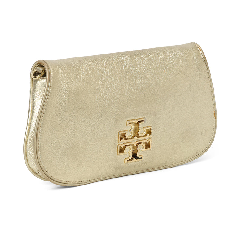 Women pre loved Tory Burch Gold Reva Clutch One size
