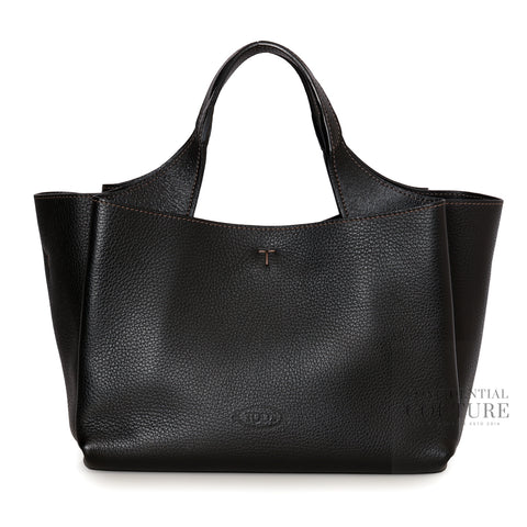 Women APA Black Medium Leather Tote Bag