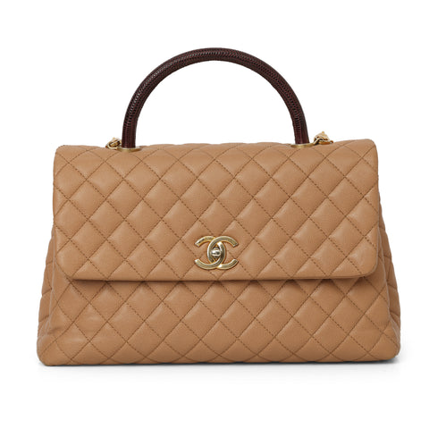 Nude/Burgundy Medium Coco Handle Bag