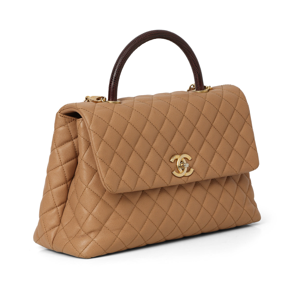 Nude/Burgundy Medium Coco Handle Bag