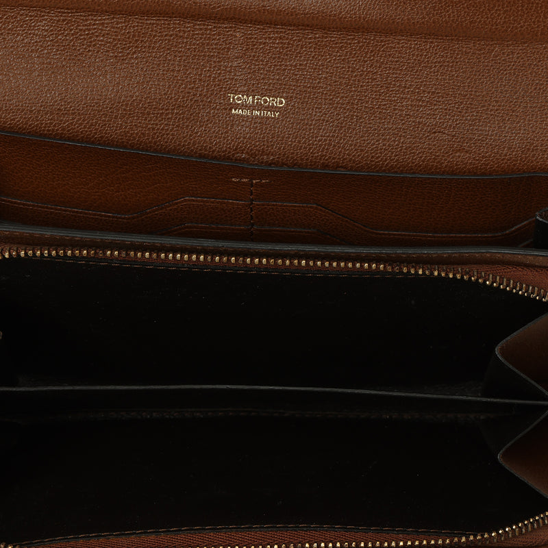 Women pre loved Tom Ford Brown Leather Turnlock Natalia Continental Wallet