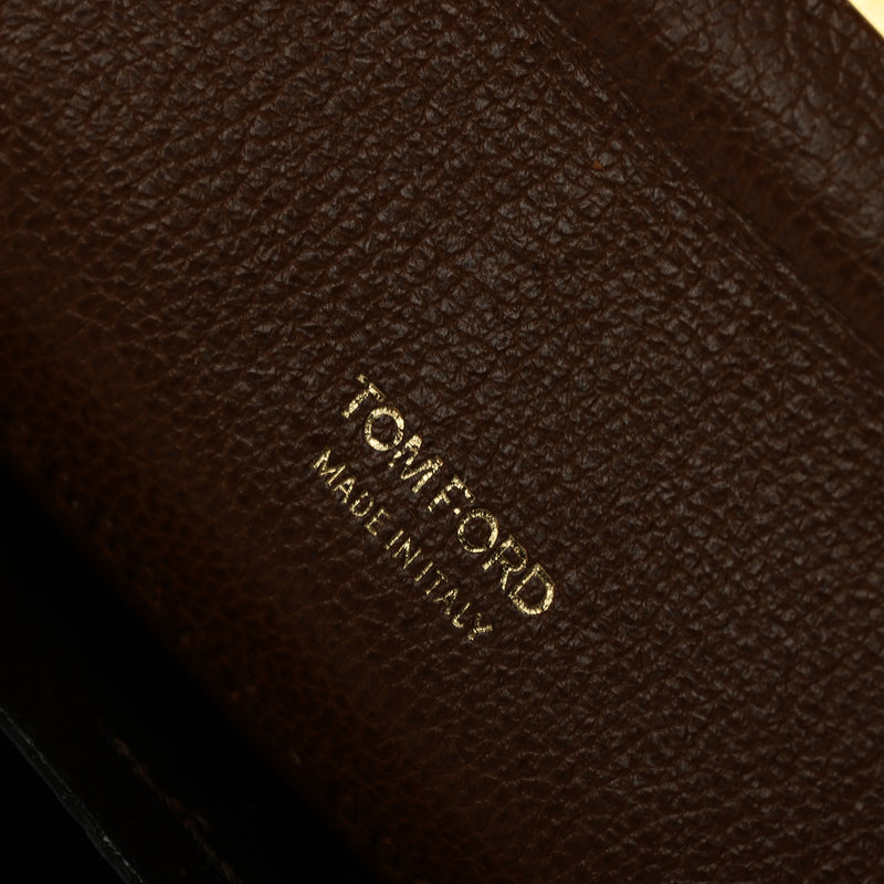 Women pre loved Tom Ford Brown Leather Turnlock Natalia Continental Wallet