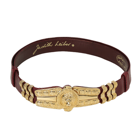 Wine Lion Head Adjustable Belt- One Size