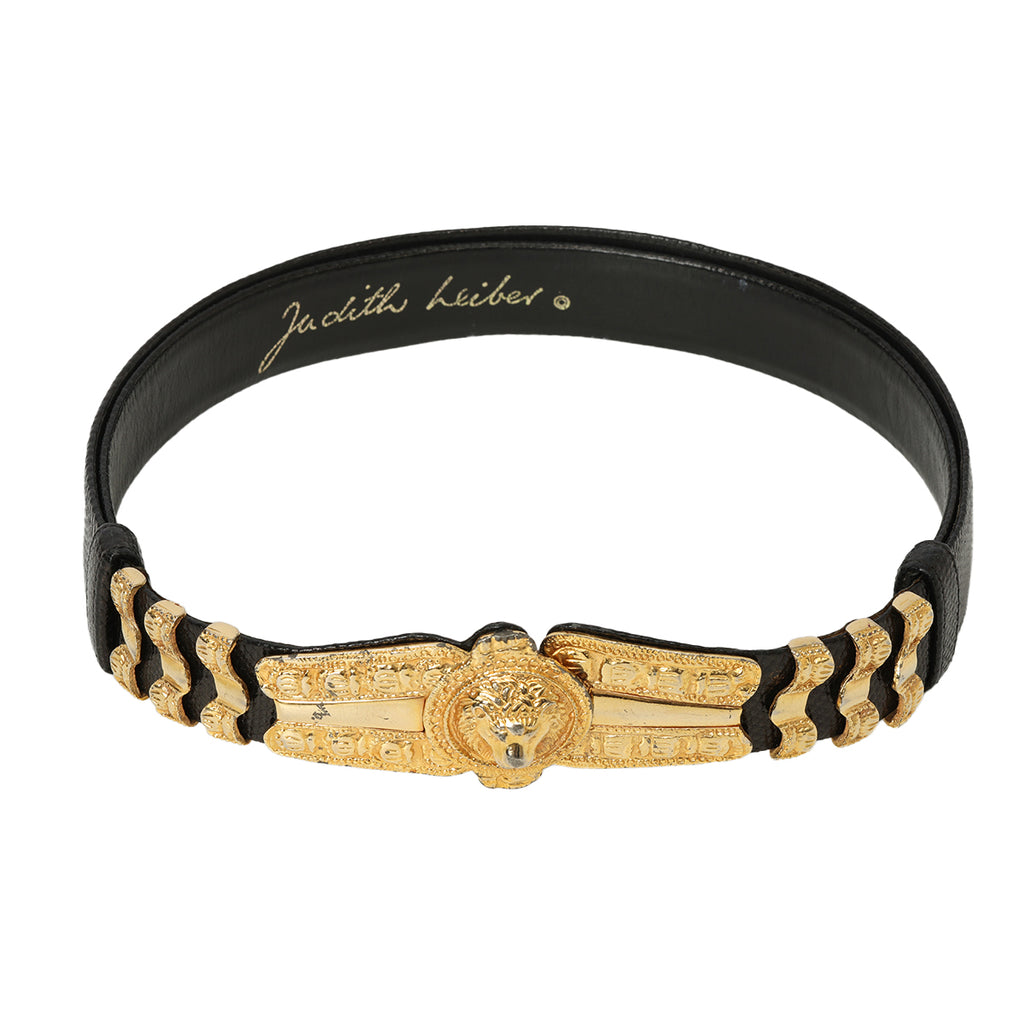 SHOP PRELOVED Judith Leiber Black Lion Head Adjustable Belt  display picture 3
