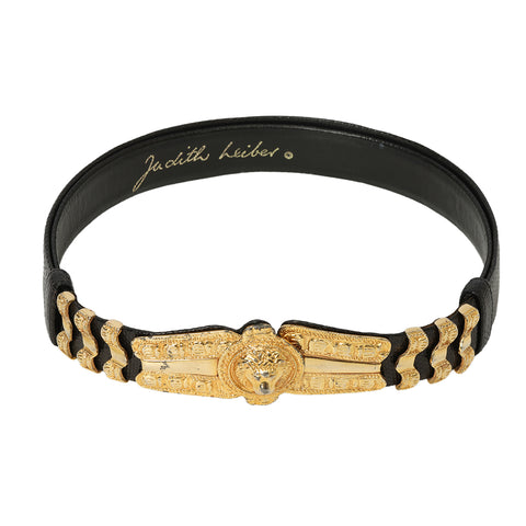 Lion Head Adjustable Belt Black- One Size