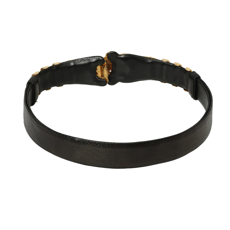 Women Judith Leiber Lion Head Adjustable Belt Black- One Size