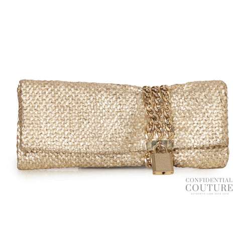 Gold Intrecciato Chandra Clutch
