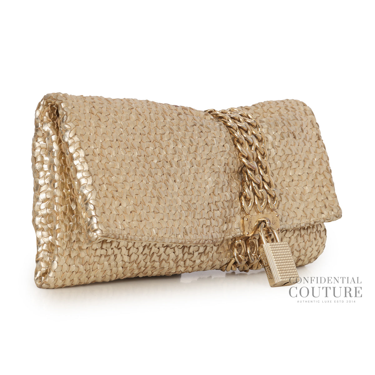 Gold Intrecciato Chandra Clutch