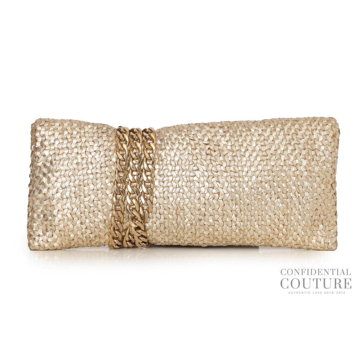 Gold Intrecciato Chandra Clutch