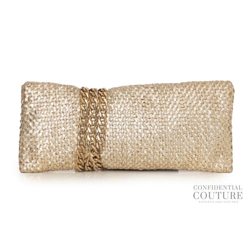 Gold Intrecciato Chandra Clutch