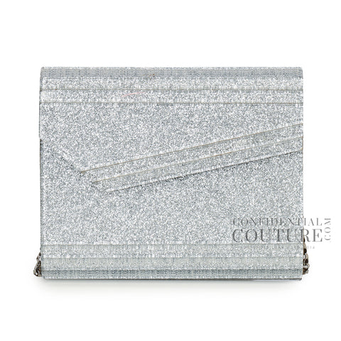 Fine Glitter Silver Candy Clutch With Chain Strap