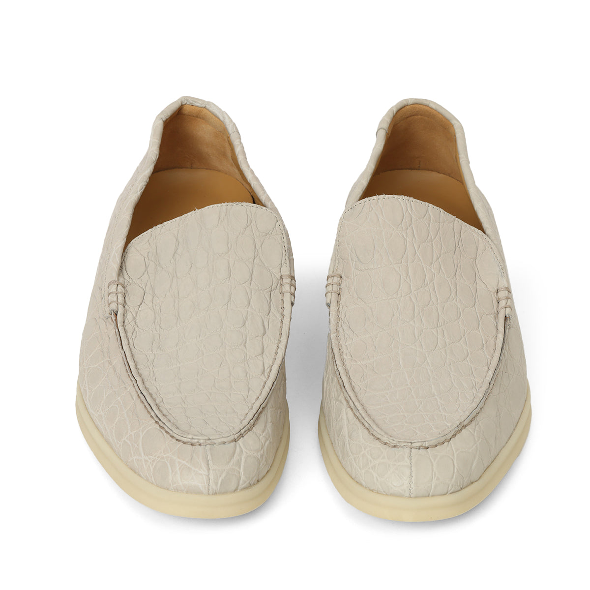 Light Grey Summer Walk Loafers In Caiman Leather 42.5 EU