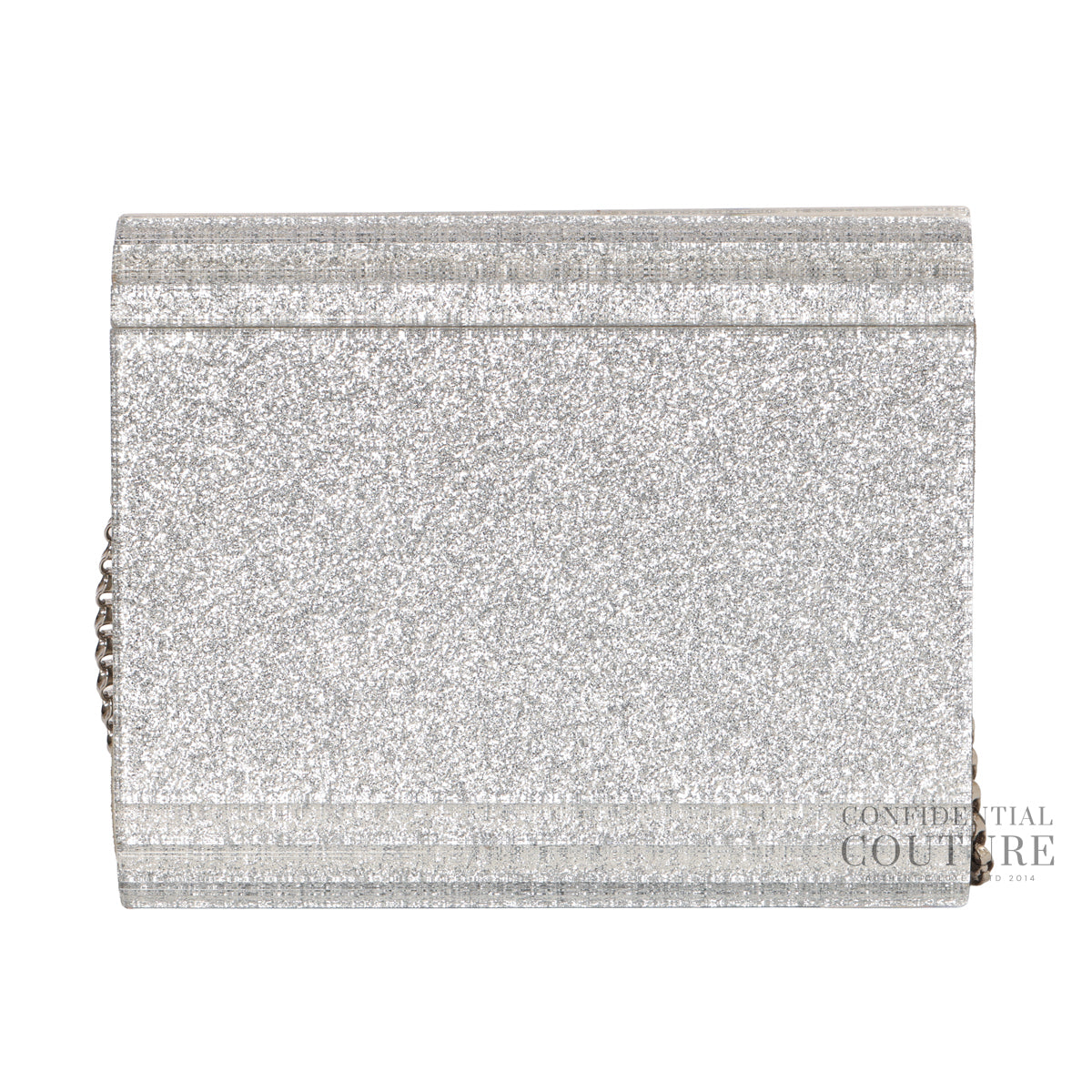 Fine Glitter Silver Candy Clutch With Chain Strap