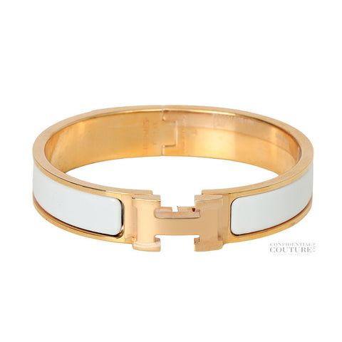 H Clic Clac PM Bracelet Blanc Enamel GHW
