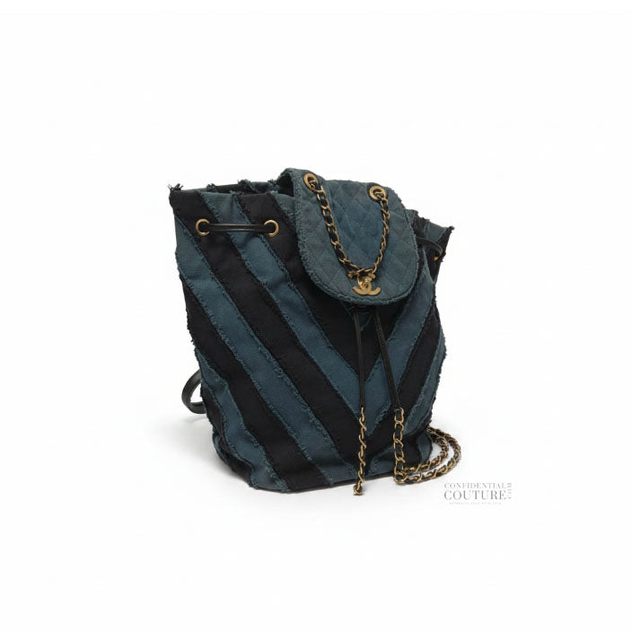 Blue/Black Paris-Cuba Canvas Twist Backpack- Restored