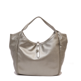 SILVER LEATHER PERFORATED HOBO BAG