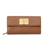 Brown Leather Turnlock Natalia Continental Wallet