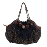 Studded Limited Edition Blue Fabric Shoulder Bag