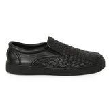 Black Lntrecciato Leather Slip-On Sneakers Size: 43