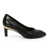 Black Leather CC Cap Toe Pumps - 37