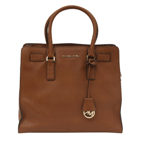 Pre-owned Michael high quality Kors Hamilton Brown Signature Coated Canvas Shoulder Tote Bag