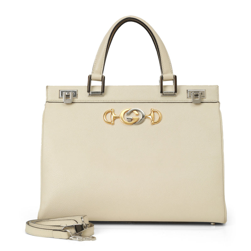 Gucci White Leather Medium Zumi Tote