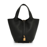 Picotin Lock 18 Black Clemence Leather