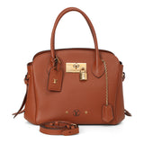 Brown Calfskin Leather Milla PM Satchel Bag