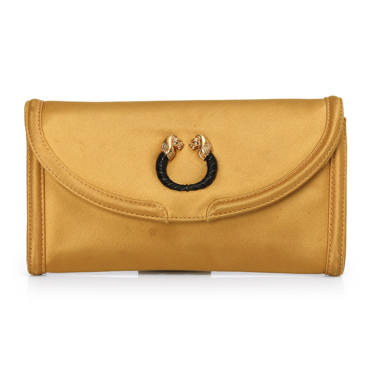 Gold Satin Leoni Flap Clutch One Size