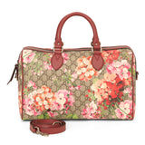 Pink Beige GG Supreme Canvas Blooms Boston Bag Supreme