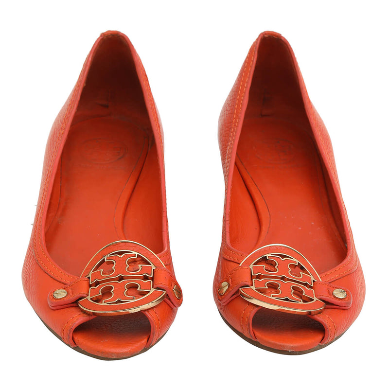 Orange Kitty Tumbled Leather EquestrianÂ Wedges/Size-8M