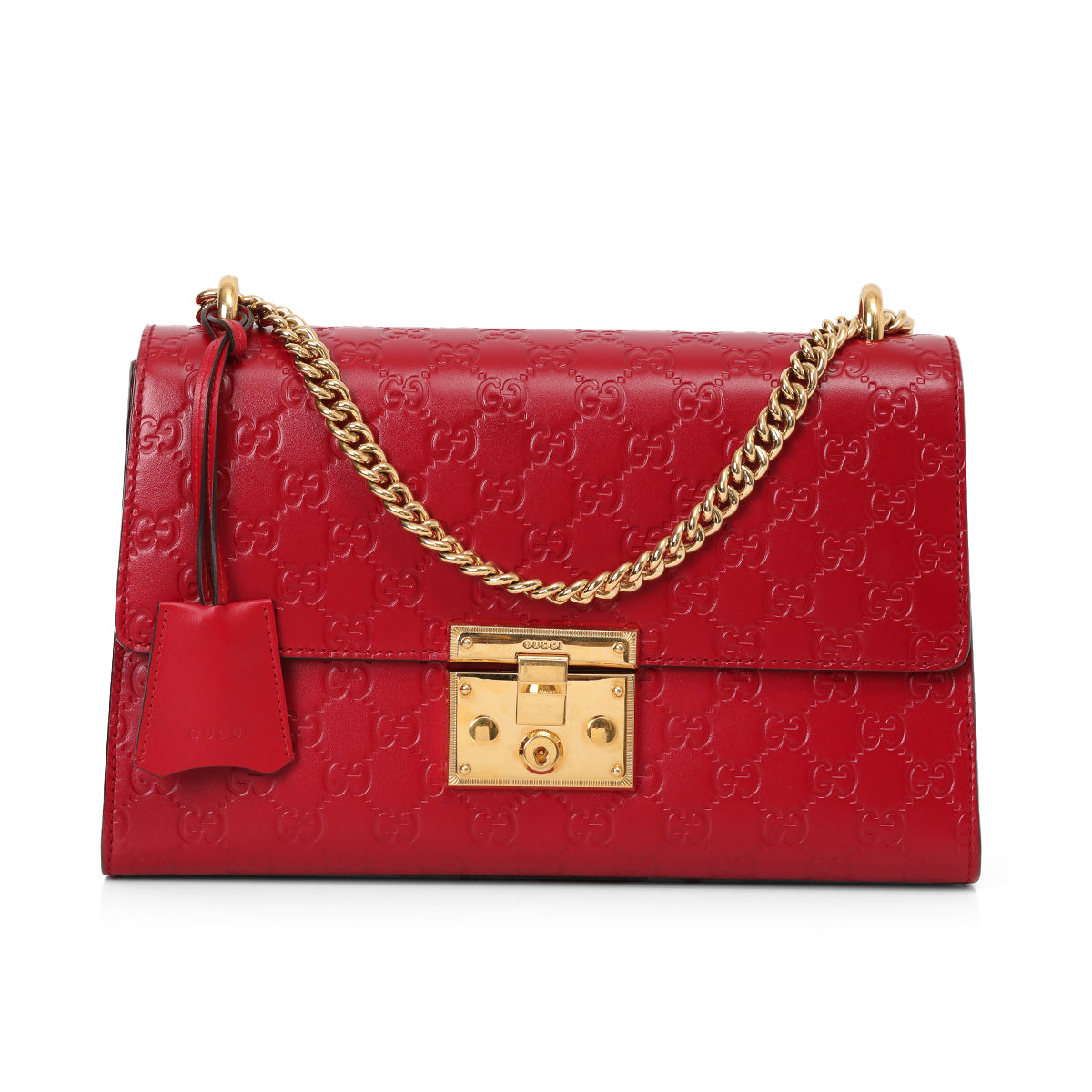 red Guccissima Leather Padlock Medium Shoulder Bag