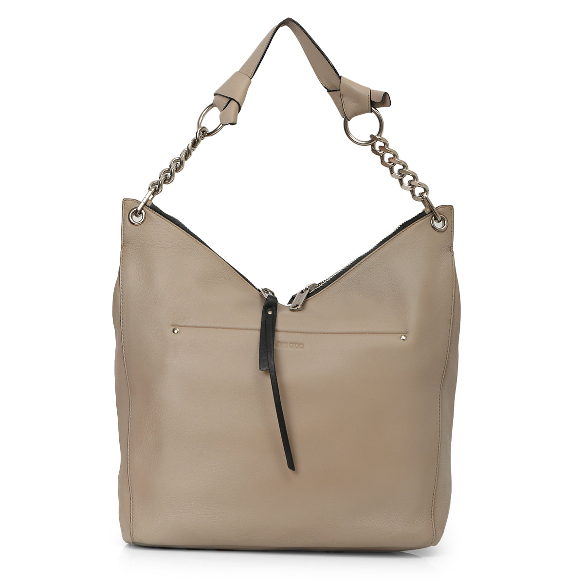 Chain Link Leather Hobo Bag One Size