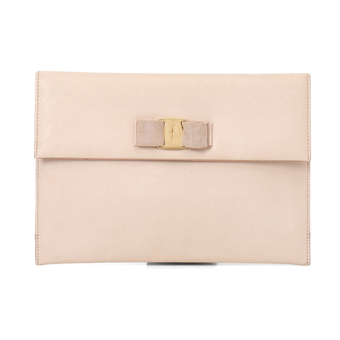 Beige leather Miss Varamah clutch