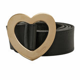 Black Leather Heart Buckle Belt Size: 36