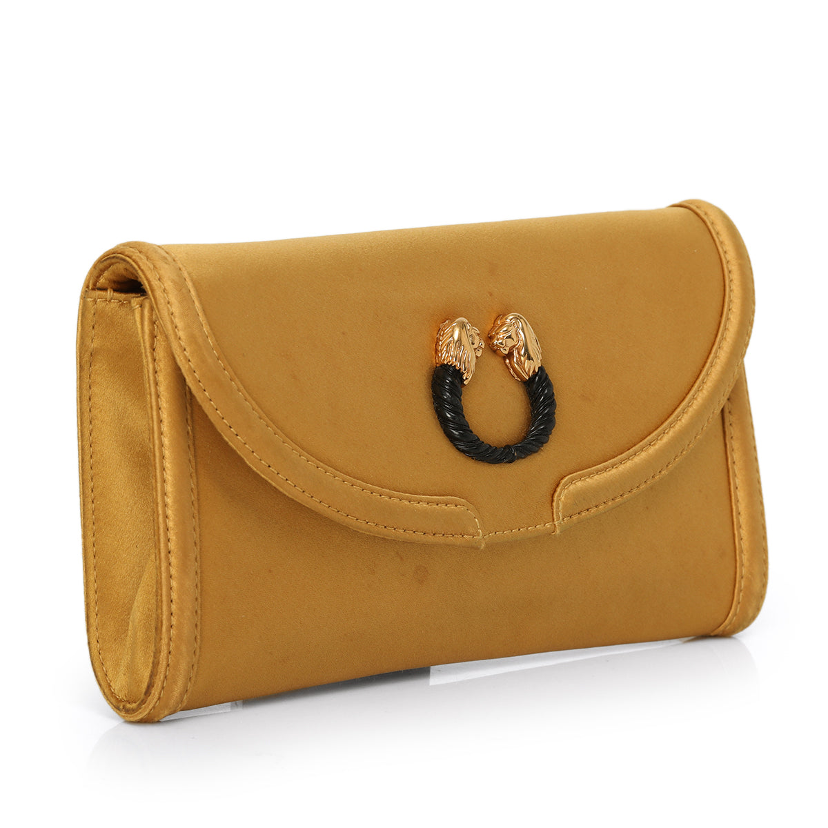 Gold Satin Leoni Flap Clutch One Size