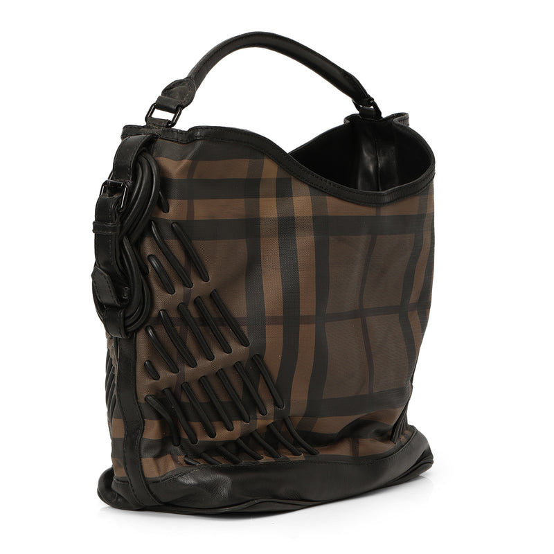 Smoked Check Cable Knots Bag Large