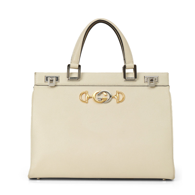 Gucci White Leather Medium Zumi Tote