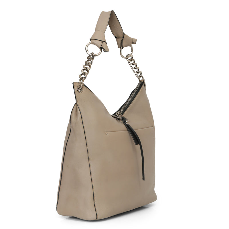 Chain Link Leather Hobo Bag One Size