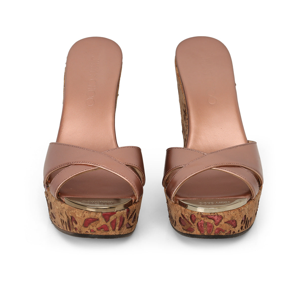 Nude Patent Perfume Cork Wedges - Size 35