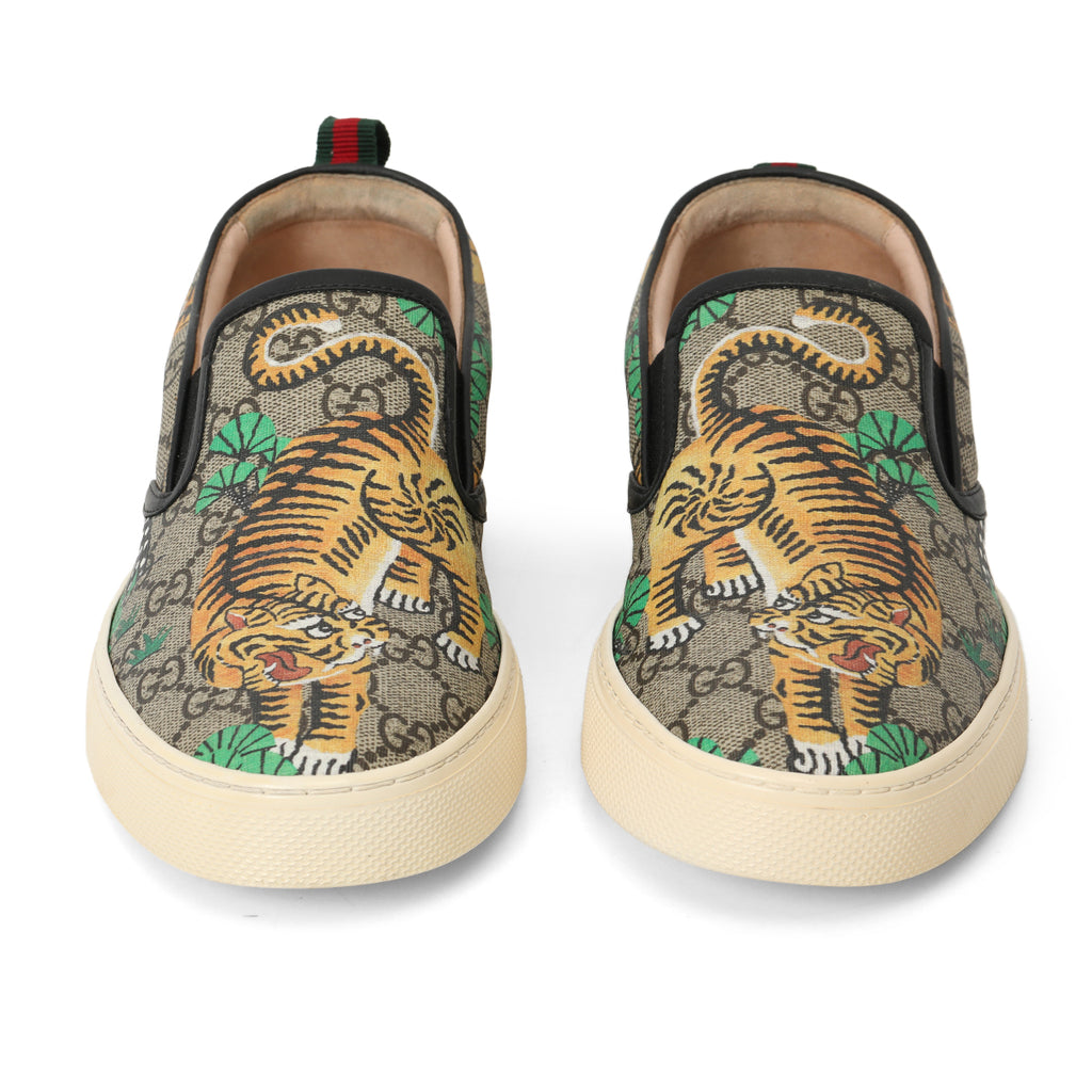 Shop Pre Owned Authentic Gucci GG Supreme Bengal Tiger slip-On