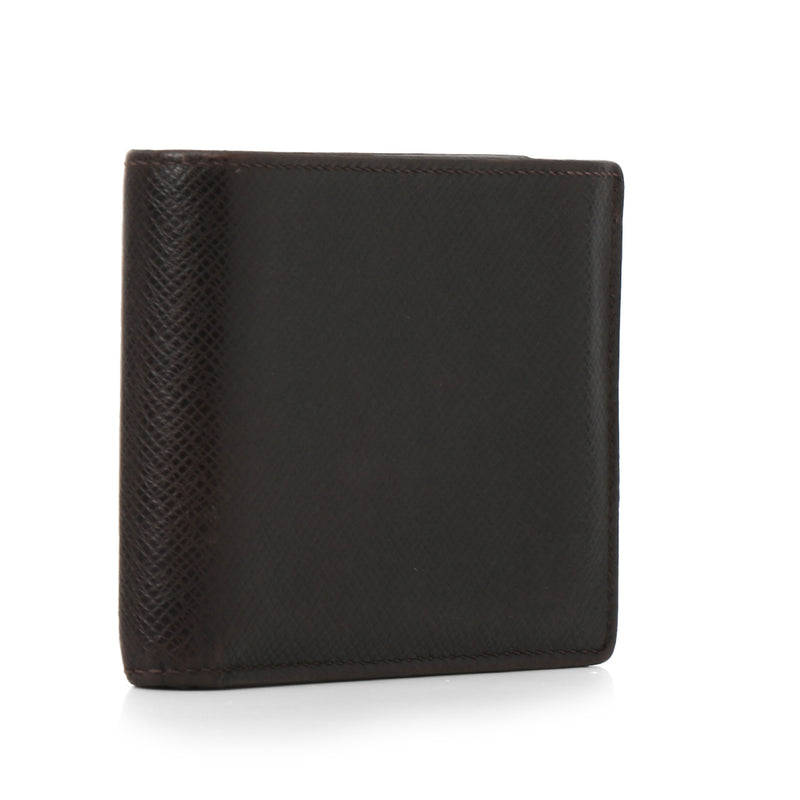 Brown Taiga Leather Bifold Wallet Small