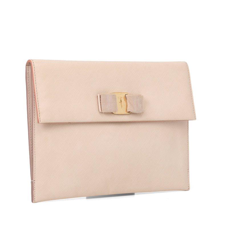 Beige leather Miss Varamah clutch