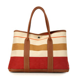 Multicolor Striped Canvas Garden Party 30 Tote Bag