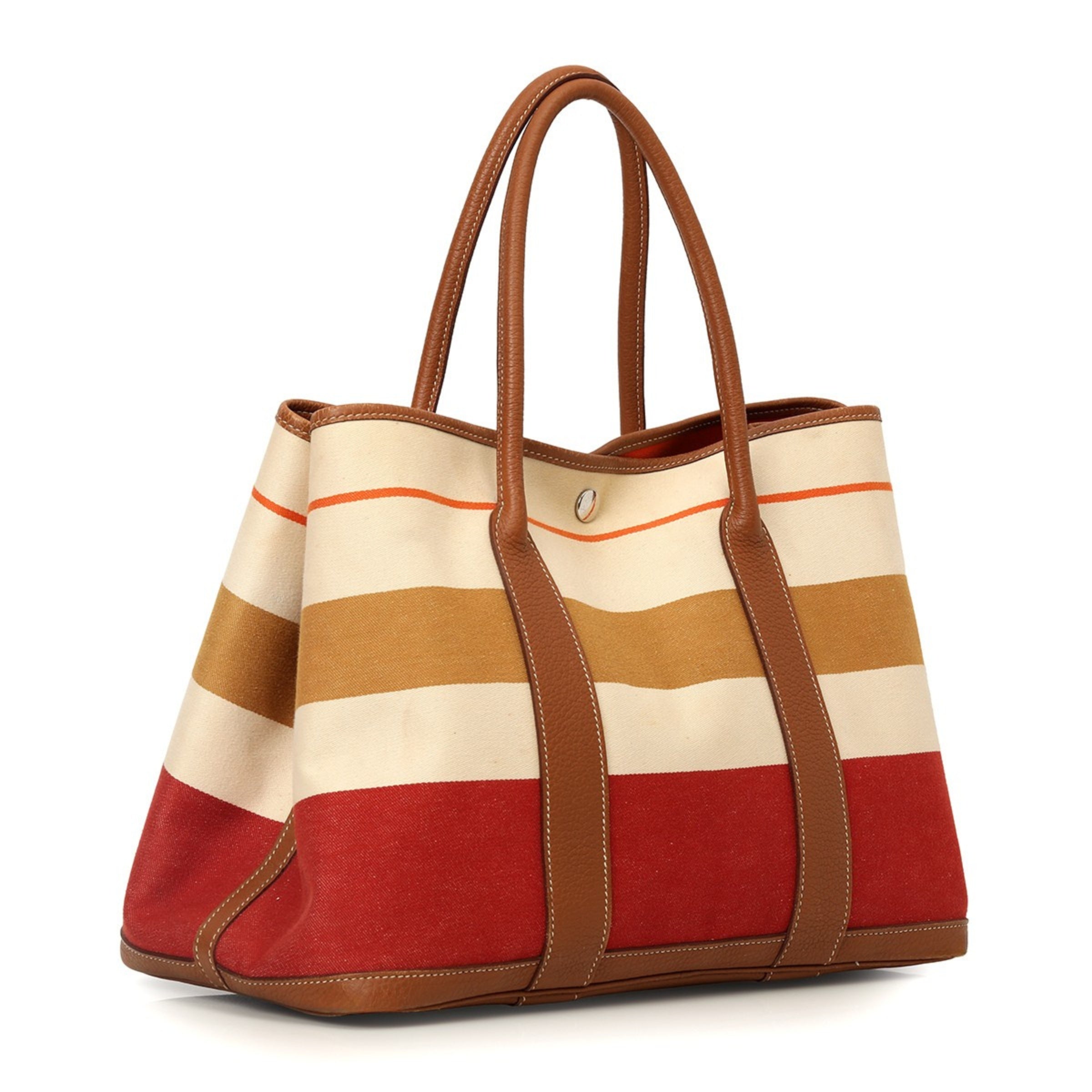 Multicolor Striped Canvas Garden Party 30 Tote Bag