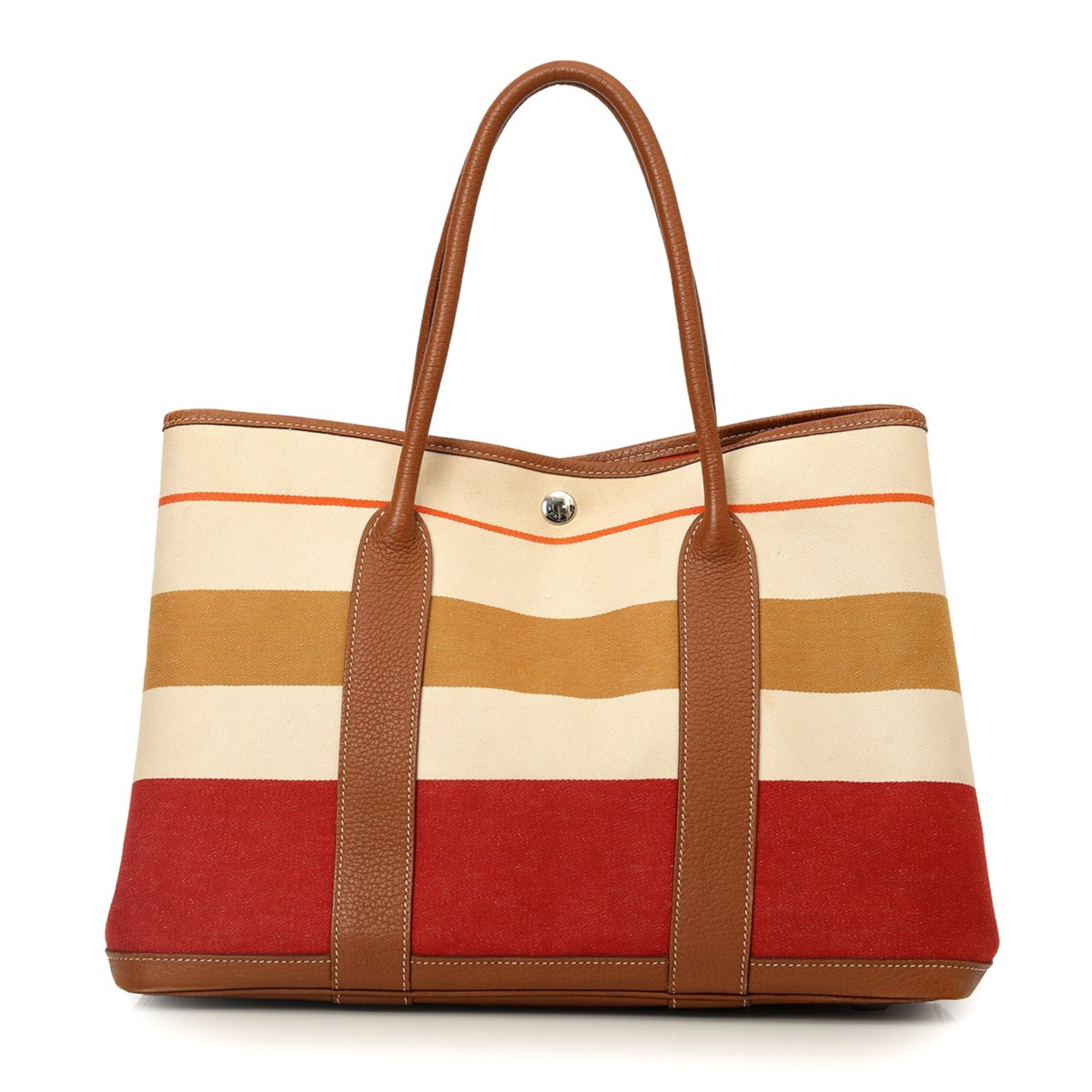 Multicolor Striped Canvas Garden Party 30 Tote Bag