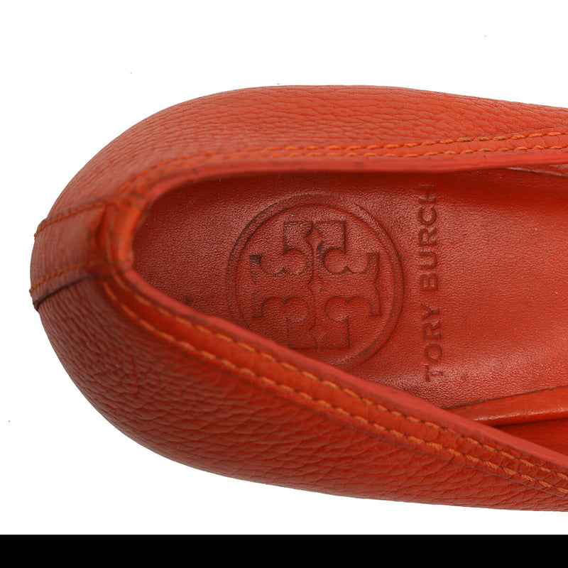 Orange Kitty Tumbled Leather EquestrianÂ Wedges/Size-8M